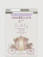 Printable Princess Birthday Invitation, Magical Carriage Evite, Girl 5th Party Fairytale Digital Invite, (Editable Custom Canva Template)