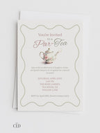 Editable Tea Party Invitation - Afternoon Tea, Birthday, Garden, Bridal Events Evite (Instant Download Printable Digital Canva Template)