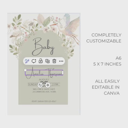 Floral Baby Shower Thank You Card: Editable Canva Template (Instant Digital Download)