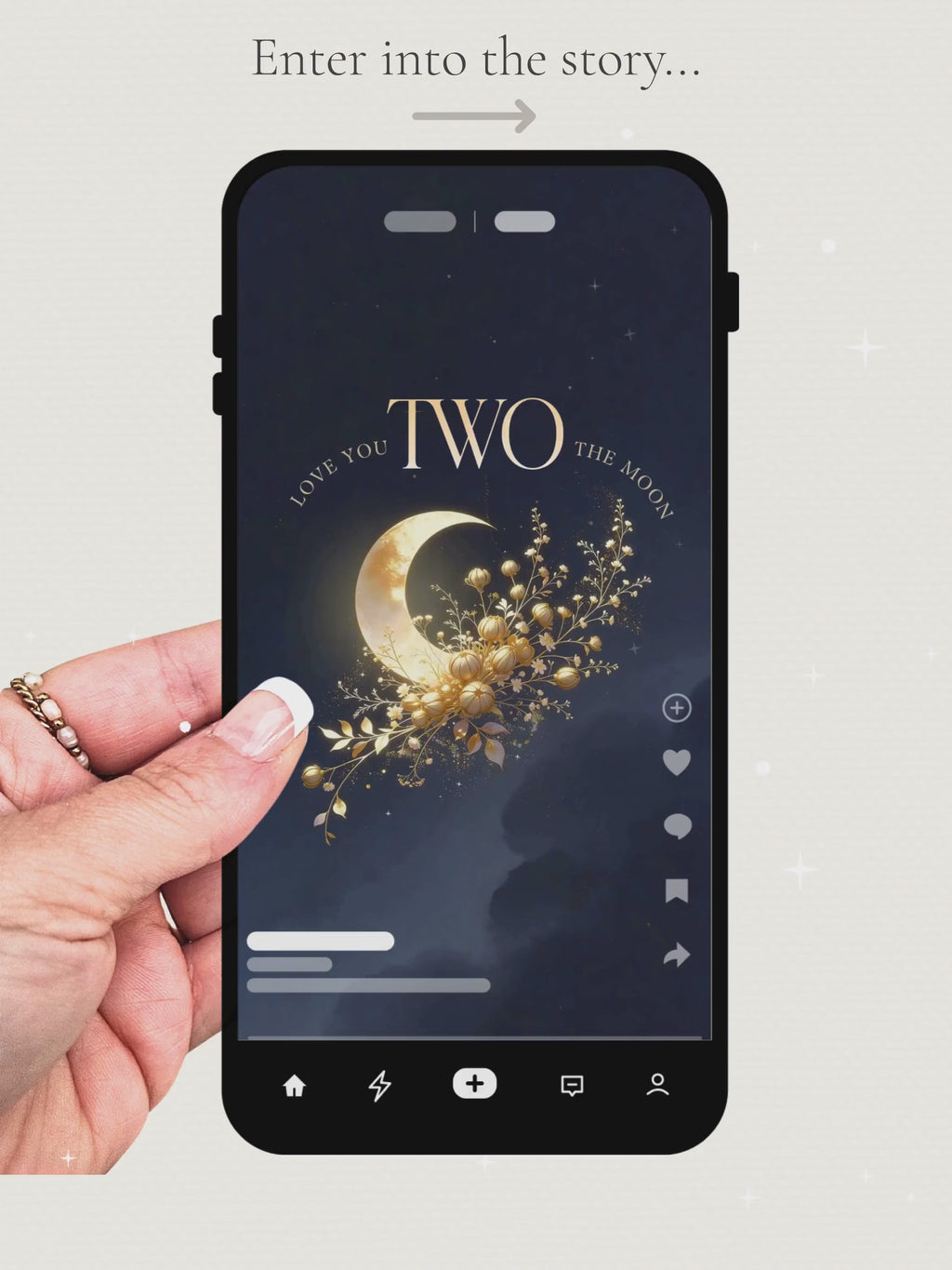 Love You Two The Moon Birthday Evite Video - Animated 2nd Birthday Invitation, Moon and Stars Digital Invite (Editable Canva Template)
