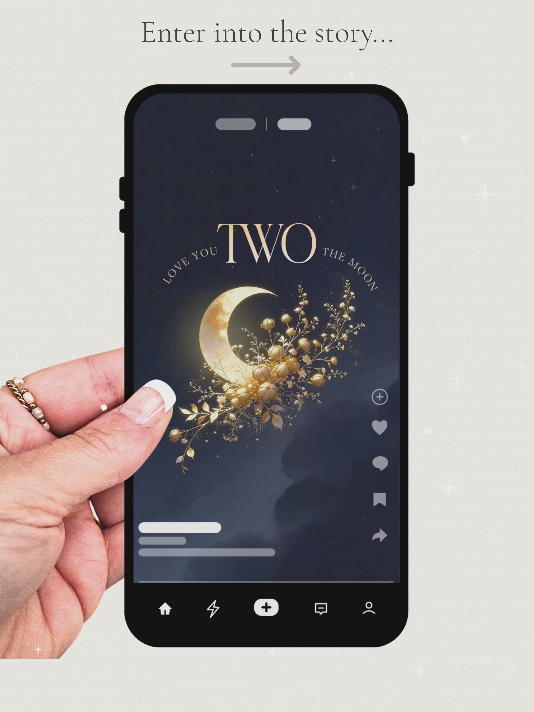 Love You Two The Moon Birthday Evite Video - Animated 2nd Birthday Invitation, Moon and Stars Digital Invite (Editable Canva Template)