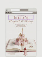 Printable Red Hair Princess Birthday Invitation, Storybook Castle Invite, Girl Party Evite, Editable Canva Template, Fairytale Decor