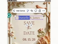 Printable Autumn Save the Date Wedding Invite, Fall Floral Bas Relief Editable Canva Template, Digital Engagement Announcement Evite
