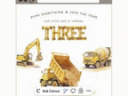 Three Construction Birthday Printable Invite, Dump Truck 3rd Bday 5x7 Invitation, Digger Editable Canva Template, Custom Boys Evite