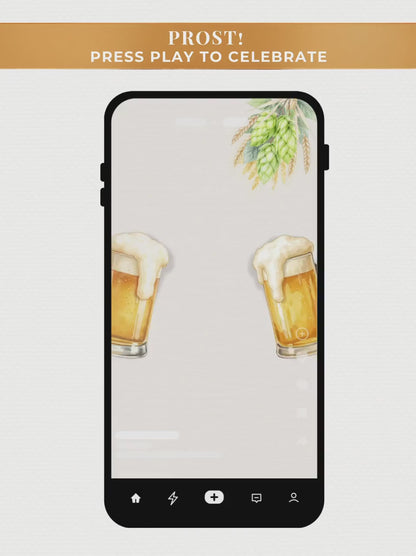 Animated Oktoberfest Party Invitation Template, Beer Steins Digital Evite (Canva Template, Instant Download)