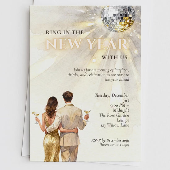 New Year’s Eve Invitation, Printable NYE Party Invite (Instant Download Editable Canva Template) Customizable Ring in the Bells Hogmanay