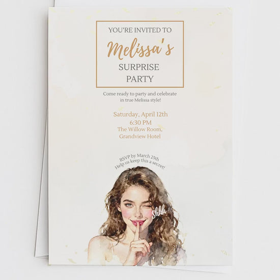 Surprise Party Invitation Template, Editable Canva Birthday Invite, Instant Digital Download, Printable Secret Party Customizable Invite