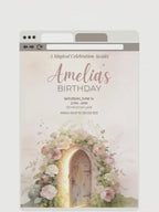 Fairy Birthday Invitation Template, Printable Floral Fairy Door Invite, Girl Party, Editable Canva Template, 5x7 Magic Garden Invite