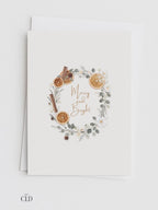 Editable Christmas Card with Newsletter - Botanical Orange Wreath Holiday Card Template, Canva Printable or Digital Family Greeting