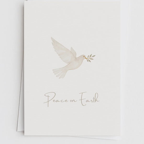 Editable Christmas Card with Newsletter - Christian Peace on Earth Dove Canva Template, Printable or Digital Holiday Greeting