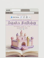 Princess Bouncy Castle Birthday Invitation Printable - Fairytale Bounce House Party Invite (Instant Download Editable Canva Template Evite)
