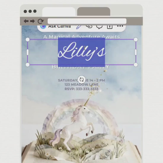 Printable Mermaid Birthday Invitation - Custom Storybook Magical Rainbow Party Invite (Instant Download Editable Canva Digital Evite)