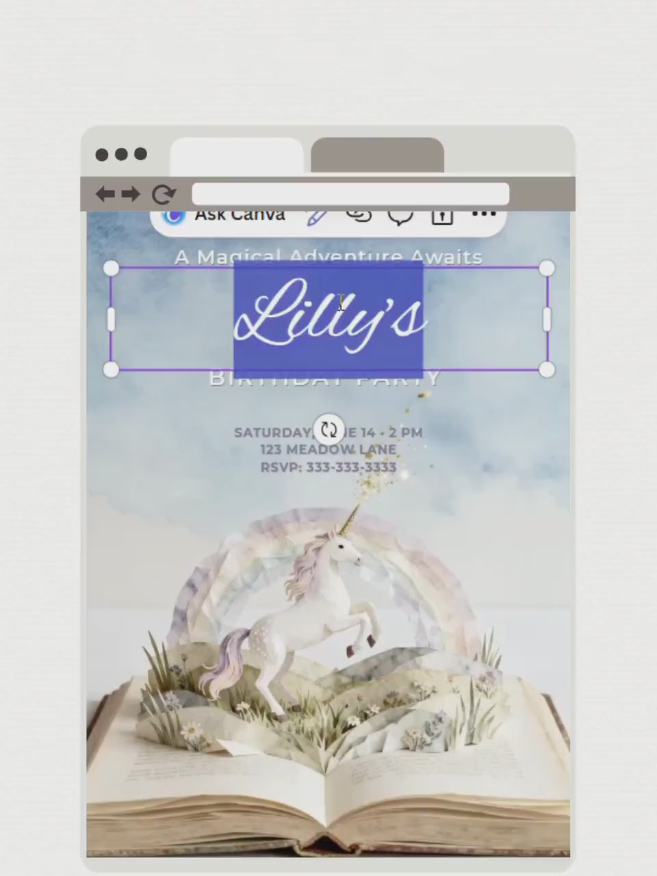 Printable Mermaid Birthday Invitation - Custom Storybook Magical Rainbow Party Invite (Instant Download Editable Canva Digital Evite)