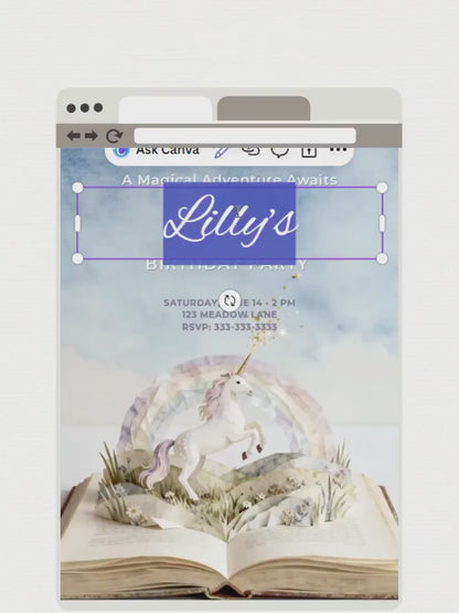 Printable Mermaid Birthday Invitation - Custom Storybook Magical Rainbow Party Invite (Instant Download Editable Canva Digital Evite)