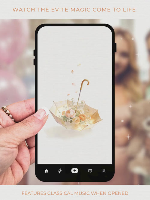 Animated Baby Shower Evite - A Little Bloom Is On The Way Invitation, Floral Girl Umbrella Video Invite, Editable Canva Template