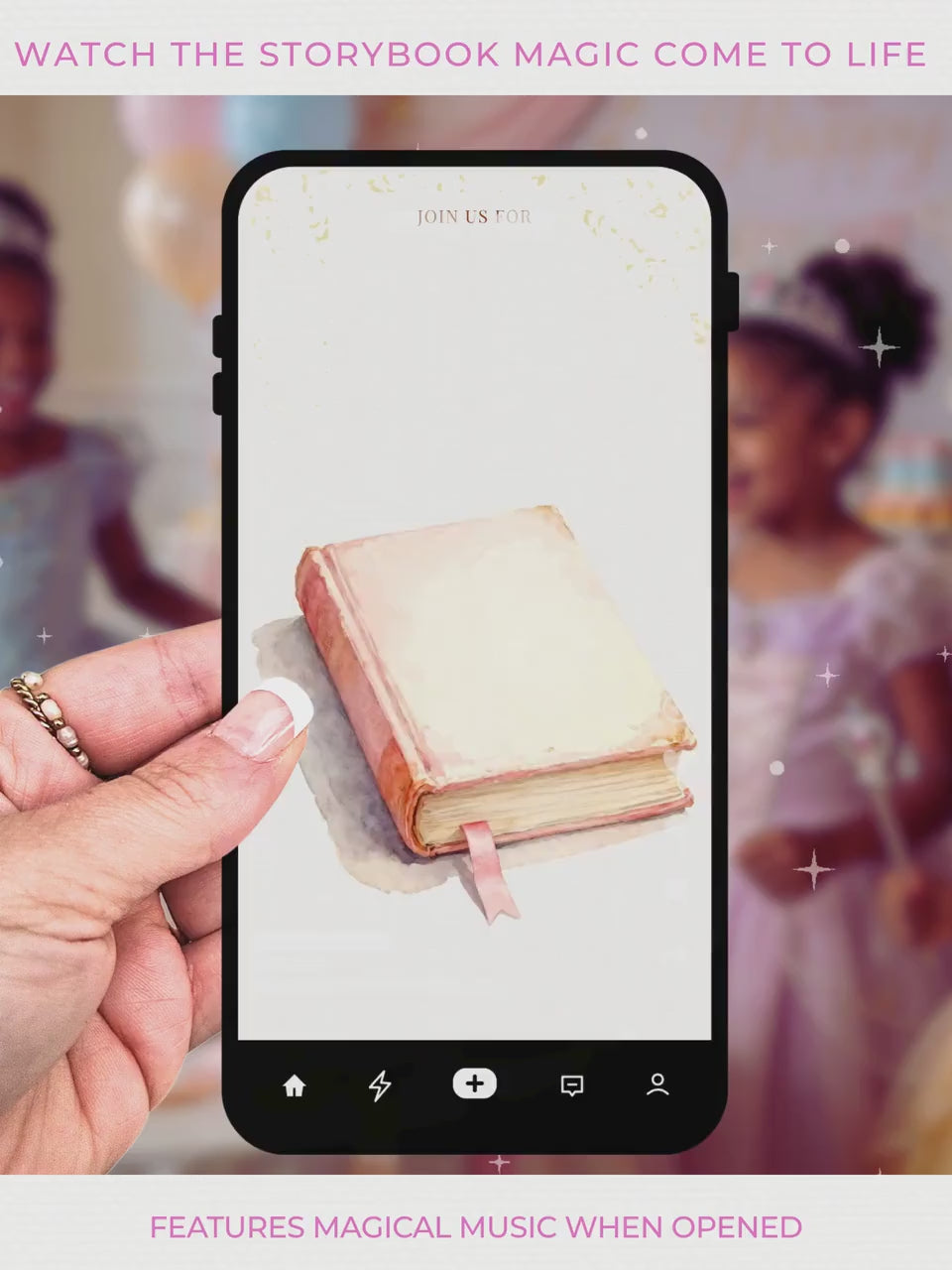 Animated Princess Birthday Invitation Video Dark Haired - Storybook Magical Castle Party Evite (Editable Canva Digital Template Invite)