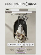 Halloween Bachelorette Invitation Printable - Til Death Do Us Party (Editable Canva Template) Spooky Hen Weekend Invite, 5x7