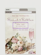 Printable Brunch & Bubbles Invitation - Custom Pink Floral Lunch Invite (Instant Download Editable Canva Template Evite)