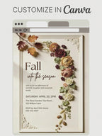Fall Printable Invitation, Autumn Party Invite Template, Friendsgiving Card, Harvest Gathering, Editable Canva 5x7 Digital Download