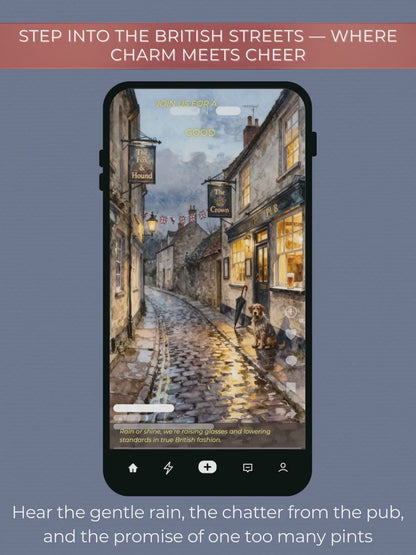 Animated Pub Crawl Invitation - British Village Watercolor Evite (Instant Download Editable Canva Template) Bar Crawl Digital Invite Video