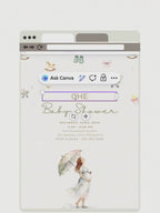 Printable Baby Shower Invitation- Watercolour Rain Toys Invite (Custom Instant Download Editable Canva Template) Digital Evite