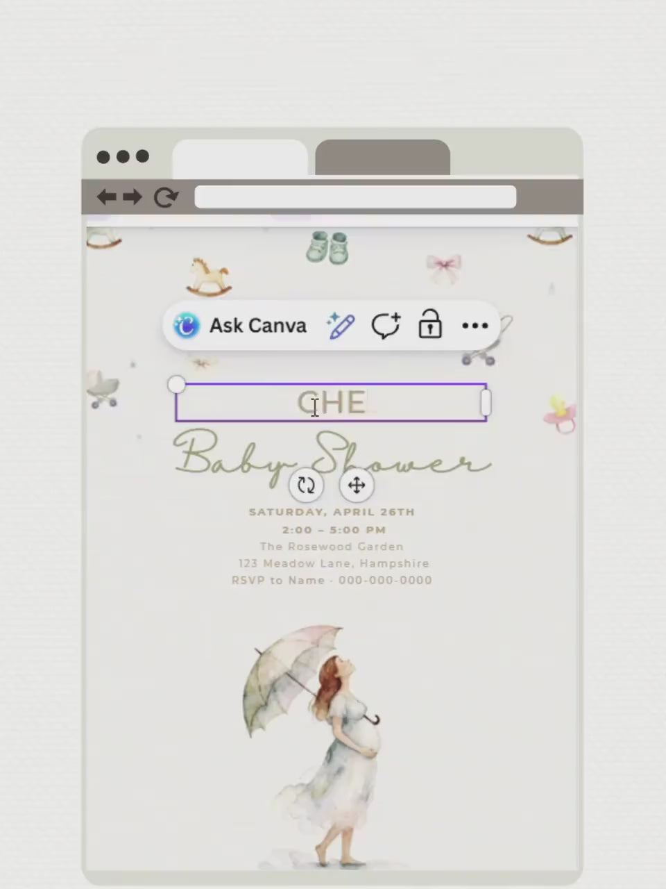 Printable Baby Shower Invitation- Watercolour Rain Toys Invite (Custom Instant Download Editable Canva Template) Digital Evite