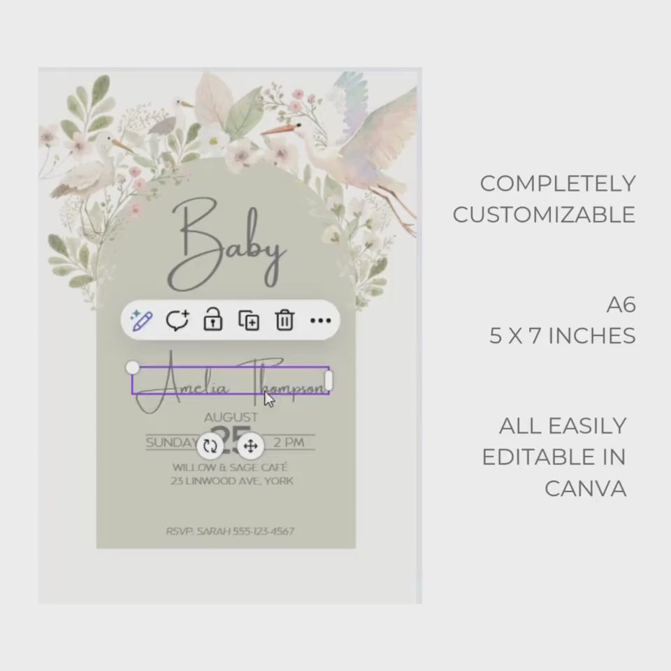 Baby Shower Welcome Sign Template Canva Design Sage Green Garden Decor Floral Accent Blush Pink Botanical Theme Party Decoration Entrance