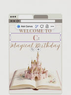 Princess Birthday Welcome Sign (Instant Download Editable Canva Template) - Printable Storybook Fairytale Magical Castle Girl Party Decor