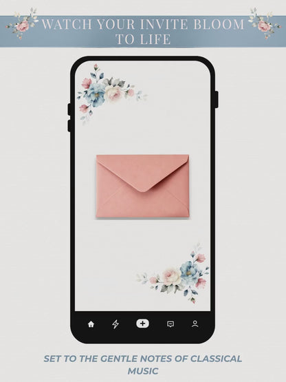 Animated Rococo Bridal Shower Evite-Wedding Luncheon, Bachelorette Hen Party Invitation (Instant Download Editable Canva Template Invite)