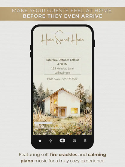 Animated Housewarming Invitation, Digital Evite (Instant Download Editable Canva Template) Warm Cozy Home Sweet New Home Party Video Invite