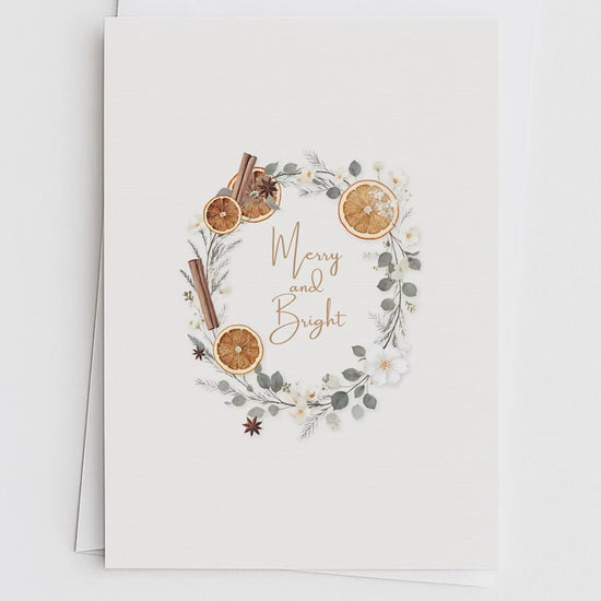 Editable Christmas Card with Newsletter - Botanical Orange Wreath Holiday Card Template, Canva Printable or Digital Family Greeting