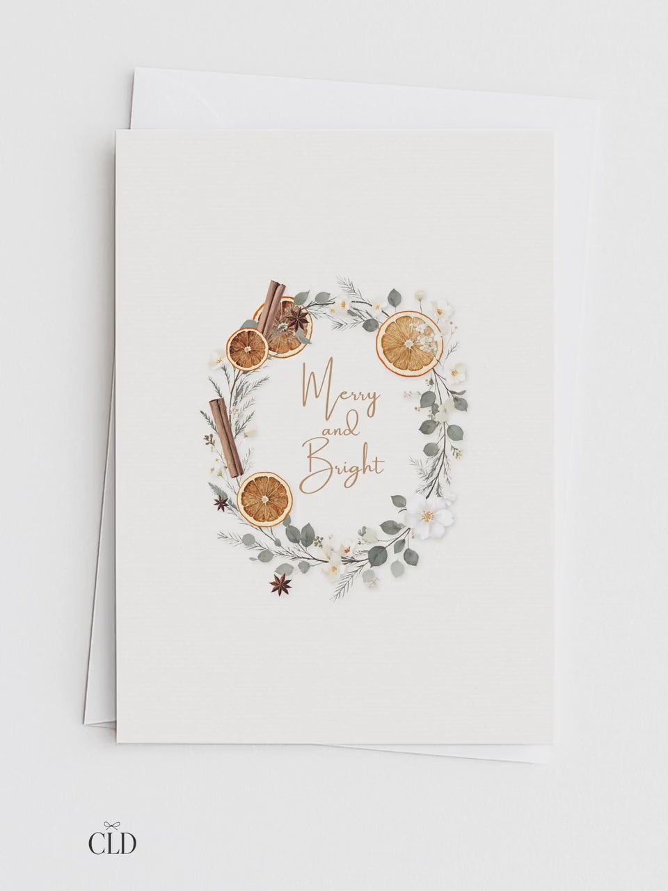 Editable Christmas Card with Newsletter - Botanical Orange Wreath Holiday Card Template, Canva Printable or Digital Family Greeting