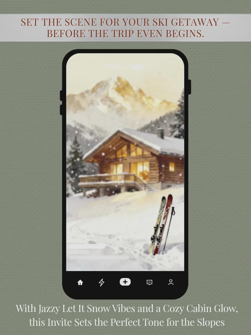 Animated Ski Trip Invitation - Winter Cabin Evite - Digital Snowy Getaway Weekend Party Invite (Instant Download Editable Canva Template)