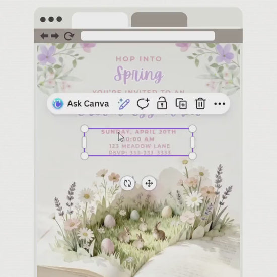 Printable Easter Egg Hunt Invitation - Spring Storybook Bunnies Evite (Editable Kids Party Canva Digital Template Invite)