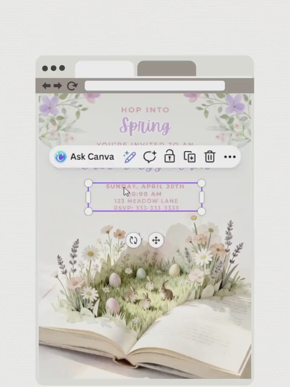 Printable Easter Egg Hunt Invitation - Spring Storybook Bunnies Evite (Editable Kids Party Canva Digital Template Invite)