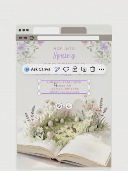 Printable Easter Egg Hunt Invitation - Spring Storybook Bunnies Evite (Editable Kids Party Canva Digital Template Invite)