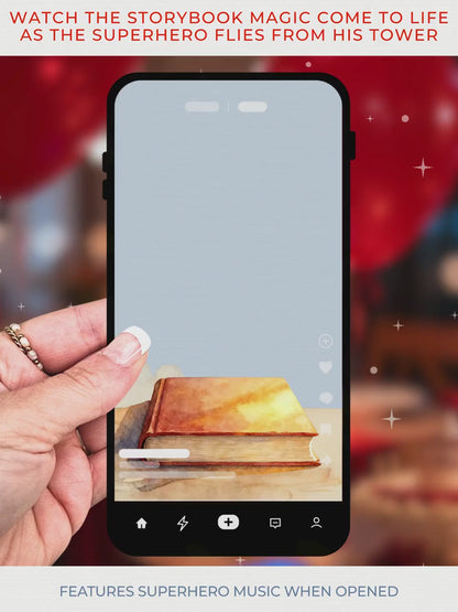 Animated Superhero Birthday Invitation - Editable Storybook Tower Digital Evite (Instant Download Custom Canva Template)