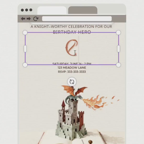 Printable Knight Birthday Party Invite for Kids - Custom Fantasy Storybook Castle Invitation (Instant Download Canva Template Evite)