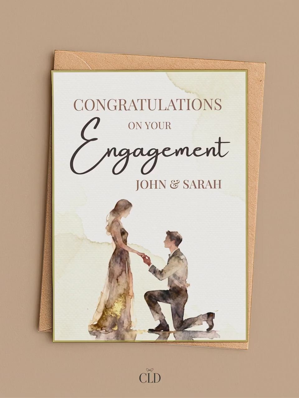 Editable Engagement Congratulations Card - Modern Watercolor Proposal Printable (Instant Digital Download Customisable Canva Template)