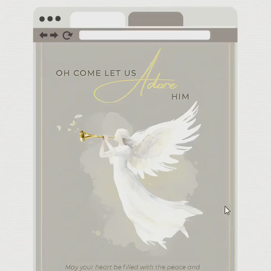Editable Angel Christmas Card Template, Oh Come Let Us Adore Him Christian, Modern Watercolor Faith Holiday Instant Download Canva Template