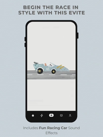 Animated Racing Car 2nd Birthday Invitation (Instant Download Editable Canva Template) Custom Digital Video Evite for Boy’s Party