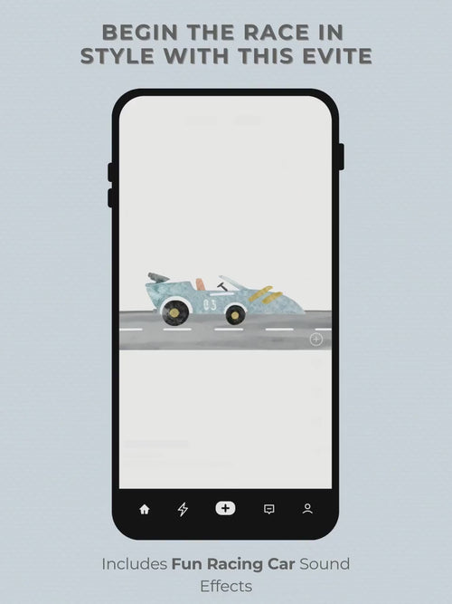 Animated Racing Car 2nd Birthday Invitation (Instant Download Editable Canva Template) Custom Digital Video Evite for Boy’s Party