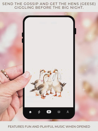 Funny Animated Gaggle Geese Bachelorette Evite- Hen Party Invite (Editable Instant Digital Download Canva Template) Bridal Shower Invitation