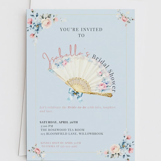 Rococo Bridal Shower Invitation-Wedding Luncheon, Bachelorette Hen Party Evite (Instant Download Editable Canva Template) Floral Invite