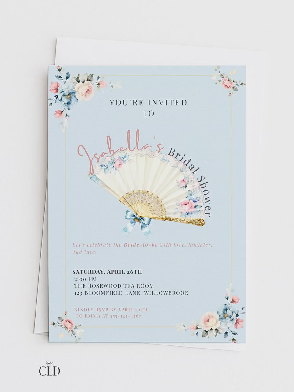 Rococo Bridal Shower Invitation-Wedding Luncheon, Bachelorette Hen Party Evite (Instant Download Editable Canva Template) Floral Invite