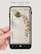 Animated Tea Party Invitation - Bridal Shower Invite - Floral Bas-Relief Digital Video for Baby Shower, Mothers Day, Brunch (Editable Canva)