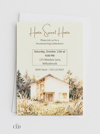 Housewarming Invitation Template (Instant Download Editable Canva Party Invite) Custom Digital or Printable Moving New Home Sweet Home
