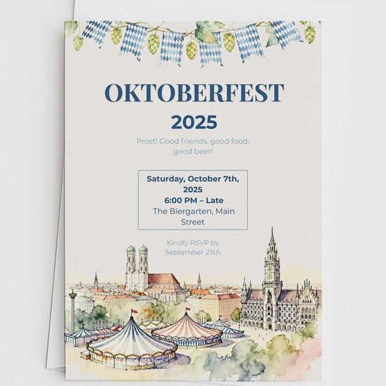Oktoberfest Invite, Beer Festival Party Invitation, Editable Template, Printable German Beer Celebration Evite, Canva Digital Download