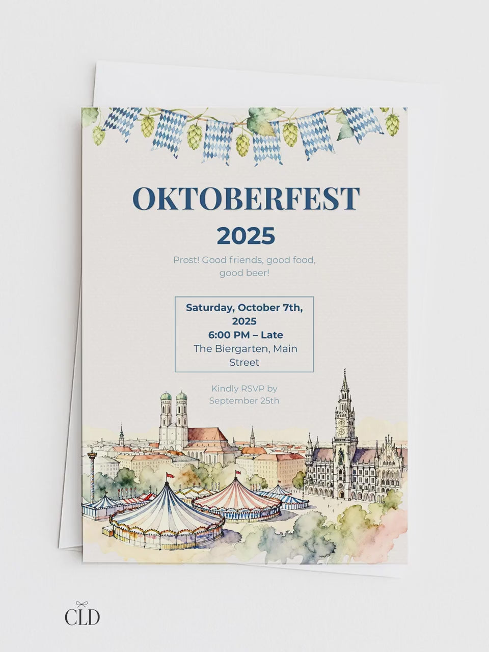 Oktoberfest Invite, Beer Festival Party Invitation, Editable Template, Printable German Beer Celebration Evite, Canva Digital Download