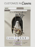 Halloween Bachelorette Invitation Printable - Til Death Do Us Party (Editable Canva Template) Spooky Hen Weekend Invite, 5x7